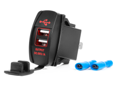 Ładowarka samochodowa z gniazdami USB wodoodporna w kształcie łódki 2x USB 12V 24V AMIO-04228