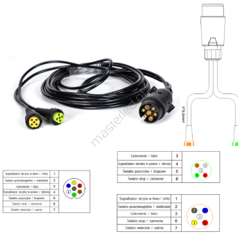 Przewód baj 2x5 - wtyczka 7pin 7,5m 24V