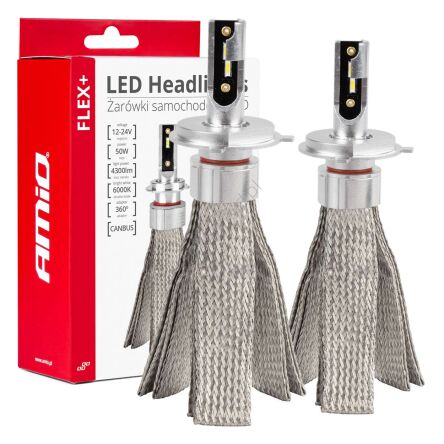 Żarówki samochodowe LED AMiO FLEX+ H4 canbus 6000K 12V 24V AMIO-03657