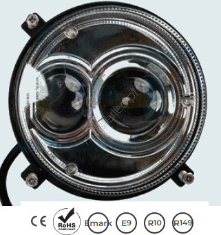 Headlamp 60W, passing and driving light, round, dedicated to Fendt, Massey Ferguson