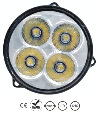 ampa robocza OSRAM 4 LED, 20W, rozproszona, okrągła, dedykowana do John Deere, Challenger, New Holland