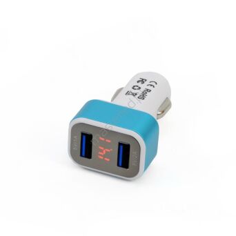 Ładowarka samochodowa 2xUSB + tester napięcia akumulatora TEST-04 (71223)