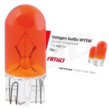 Żarówki halogenowe WY5W T10 5W W2.1x9.5d AMBER 12V  AMIO-01481