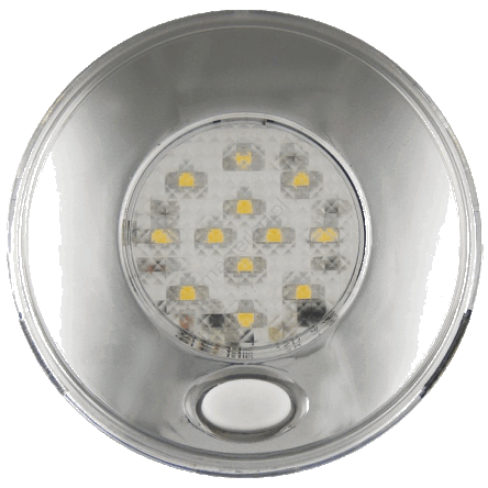 Okrągła lampa wewnętrzna z włącznikiem, chromowana, 12V lub 24V