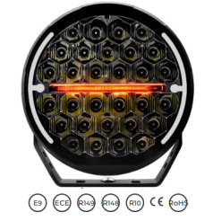 Lampa drogowa LED, bursztynowa, 9-calowa, 150W, 13500 Lm, z podwójnym światłem pozycyjnym