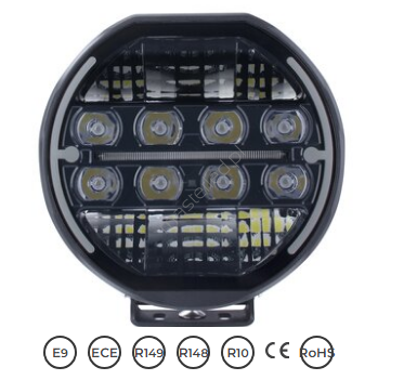 Lampa drogowa LED, 9-calowa, 200W, 17500 Lm, z podwójnym światłem pozycyjnym