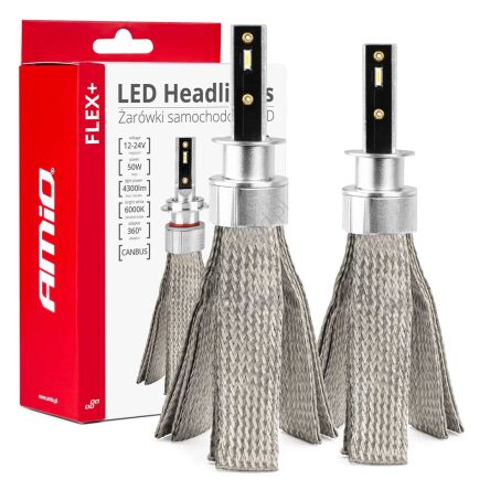 Żarówki samochodowe LED FLEX+ H1 12V 24v 6000K AMIO-03655